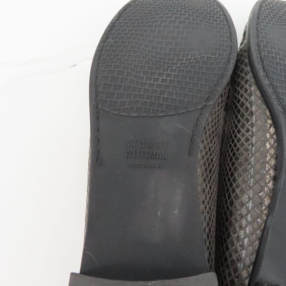 VTG Stuart Weitzman Women 9.5 SS Black Leather Loafers Slip On Shoes Style 19265 - Picture 10 of 13